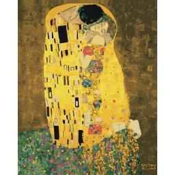 Set pictura pe numere, cu sasiu, Sarutul - Klimt, 50x65 cm