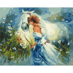 Set pictura pe numere, cu sasiu, Vis alb - Willem Haenraet, 50x65 cm