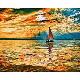 Set pictura pe numere, cu sasiu, Culorile apusului, 40x50 cm