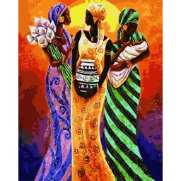 Set pictura pe numere, cu sasiu, Femei din Africa, 40x50 cm