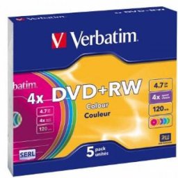Blank Dvd+Rw Verbatim Sl 4x 4.7gb 5pk Slim Case "43297