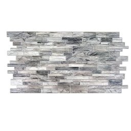Panou decorativ, PVC, model piatra 3D, nuante gri inchis, 96x48.5 cm