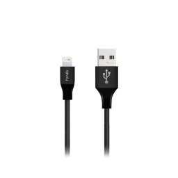 Cablu date incarcare Lightning Fonex textil, 1 metru, negru
