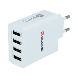 Incarcator retea priza cu 4 x USB, 5A, Swissten, alb