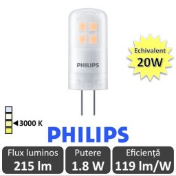 Bec LED Philips Capsule 1.8W G4 12V alb-cald