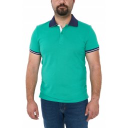 Tricou polo cu garnituri contrastante, Amir, verde pastel (Marime tricou: S)