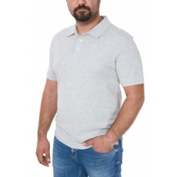 Tricou polo clasic, big size, Patrik, gri melange (Marime tricou: XL)