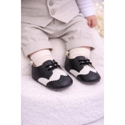 Pantofiori eleganti negri cu insertie alba