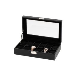 Cutie Piele Ecollogica Neagra Rothenschild RS-1098-12CFBL Pentru 12 Ceasuri