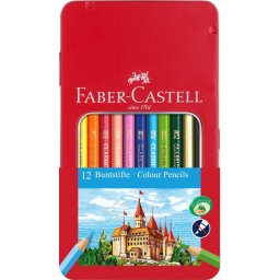 Creioane colorate 12 culori cutie metal Faber-Castell