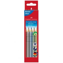 Creioane Colorate 5 Culori Metalizate Jumbo Grip Faber-Castell