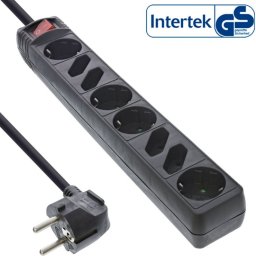Prelungitor cu 4 x Schuko + 4 x Euro 1.5m cu switch ON/OFF Negru, InLine IL16481S