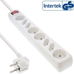 Prelungitor cu 4 x Schuko + 4 x Euro 3m cu switch ON/OFF Alb, InLine IL16483T*