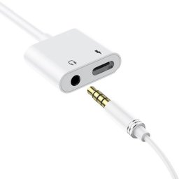 Adaptor pentru căști audio/încărcare Dudao USB Type C - USB Type C / 3,5 mm mini jack albă