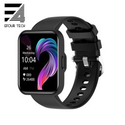 Ceas smartwatch unisex, ritm cardiac, oxigen sange, tensiune arteriala, Efour Tech E21, negru
