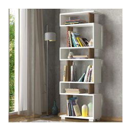 Bibliotecă BLOK 165x60 cm albă/maro