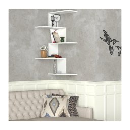 Etajeră de colț CANIKO 109x51,5 cm albă