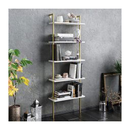 Bibliotecă PAULA 174x60 cm albă/aurie