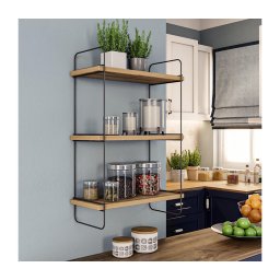 Etajeră de perete PULALIS 66x40 cm maro/neagră