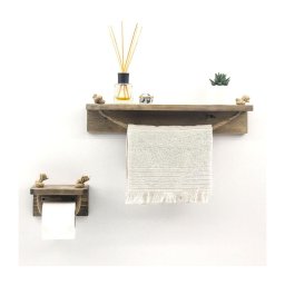 Suport de hârtie igienică 10,5x17 cm + raft de perete 10x50 cm molid