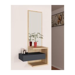 Oglindă de perete cu raft STELLA 90x49 cm maro/antracit