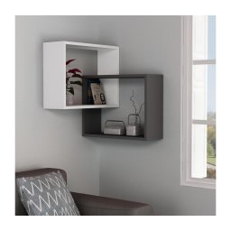 Etajeră de colț RING 68x68 cm albă/antracit