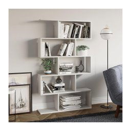 Bibliotecă NILUFER 156x90 cm albă