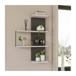 Etajeră de perete CAMBEL 96x64 cm albă/antracit