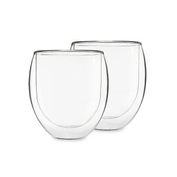 Feelino Set de gheață 2, cești de ceai, set de 2, 320 ml, sticlă borosilicată de înaltă calitate, sigură pentru mașina de spălat vase (YBXUENAWVB)