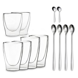 Feelino DUOS pahare cu pereți dubli 2 x 80, 310, 400 ml, inclusiv linguriță (XYR369KFU2)