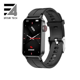 Ceas smartwatch unisex, ritm cardiac, oxigen sange, tensiune arteriala, Efour Tech F45, negru