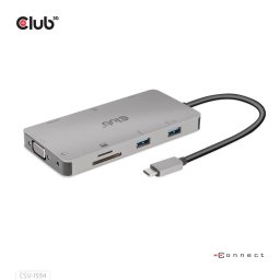 CLUB3D USB Gen1 Type-C 9-in-1 hub with HDMI, VGA, 2x USB Gen1 Type-A, RJ45, SD/Micro SD card slots and USB Gen1 Type-C Female port