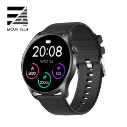 Ceas smartwatch barbati - femei, monitorizare sanatate, Efour Tech KC08, negru