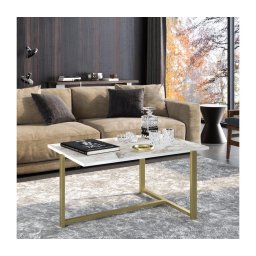 Măsuță de cafea MERIDETHS 45x92 cm aurie/albă
