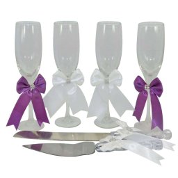 Set 4 pahare nunta/botez & 2 tacamuri tort - ILIF205040