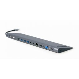 Docking station USB type C la HDMI/VGA/3 x USB-A/2 x USB-A/micro SD+SD/RJ45 LAN PD 60W, Gembird A-CM-COMBO9-01