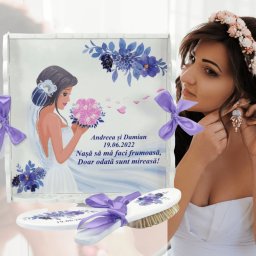 Set gatit mireasa,personalizat, model deosebit, 3 piese, mov - ILIF206041