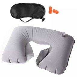 Set de perna, masca de dormit si dopuri de urechi pentru calatorii, Gonga® Gri