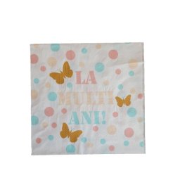 Set 10 servetele La multi ani fluturi 33 x 33 cm