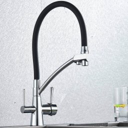 Baterie 3 cai CookingAid THREE FLOW FLO90 filtru apa cu finisaj negru mat + inox periat