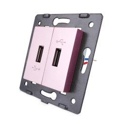 Priza Dubla USB Livolo, Roz, C7-2USB-17