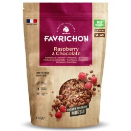 Musli crocant BIO cu zmeura si ciocolata Favrichon