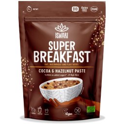 Mic dejun BIO fara zahar, cu ovaz, cacao si crema de alune padure Iswari
