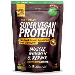 Proteina Super Vegan BIO(dupa efort) mocha si scortisoara de Ceylon cu DigeZyme Iswari