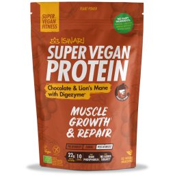 Proteina Super Vegan BIO ciocolata si coama de leu cu DigeZyme(format mediu) Iswari