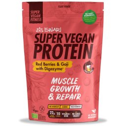 Proteina Super Vegan BIO(dupa efort) fructe rosii si goji cu DigeZyme(format mediu) Iswari