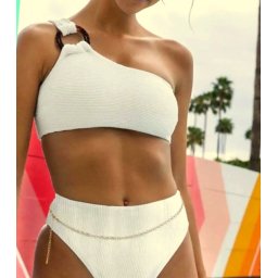 Costum 2piese Bustiera cu Slip brazilian culoare alb