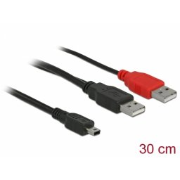 Cablu in Y 2 x USB-A la mini USB 0.3m, Delock 83178