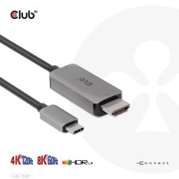 CLUB3D USB Gen2 Type-C to HDMI 4K120Hz 8K60Hz HDR10 with DSC1.2 Active Cable M/M 3m / 9.84ft