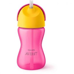 Recipient Cana cu pai Philips Avent SCF798/02, 12 luni, 300 ml, Roz/Galben